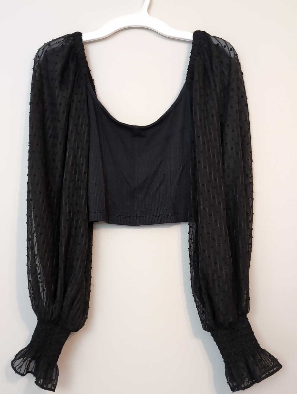 Urban Outfitters Black Small Petite Sheer Long Sleeves Bolero Crop Top Blouse